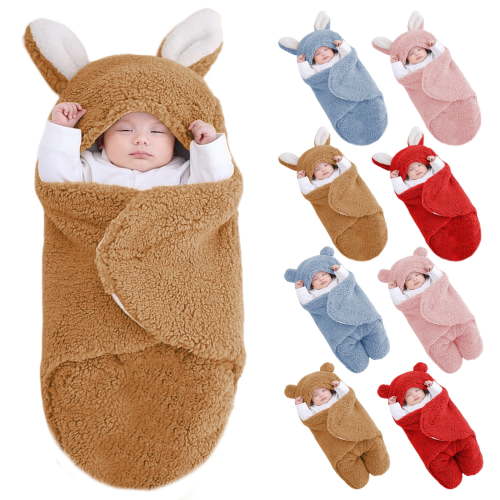 XinLfly Thickened Split-leg Baby Anti-shock Lamb Velvet Sleeping Bag for Newborns in Autumn and Winter to Keep Warm and Cozy while Going Out,Blue 2,3M