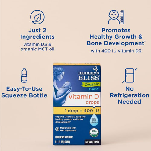 Mommy's Bliss Organic Drops No Artificial Color, Vitamin D, 0.11 Fl Oz