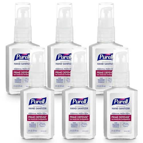 Purell Prime Defense Advanced Hand Sanitizer, Fragrance Free, Our Maximum Strength Formula, 2 fl oz Travel-Size Pump Bottles (Pack of 6) - 3299-04-EC