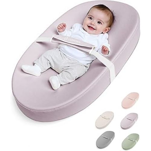 COMOMY Baby Changing Pad with Wipeable & Waterproof PU Cover, Contoured Diaper Changing Pad for Dresser with Non-Slip Safety Belt, Portable and Lightweight, Large Cushioned Foam, Lavender