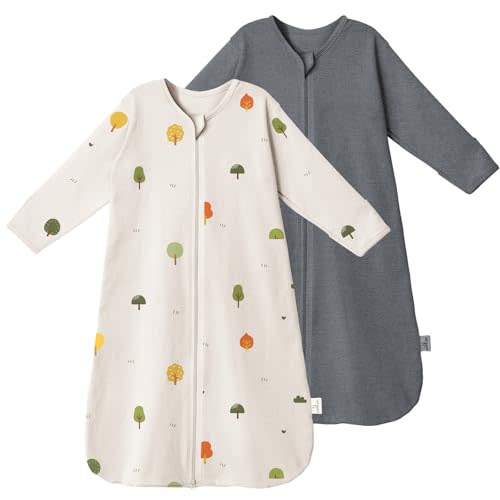 Sleep Sack with Sleeve 0-3 Months - 100% Cotton Newborn Sleep Sack 3-6 Months with 2-Way Zipper - 0.5 Tog Wearable Blanket Baby - Lightweight Baby Sleeping Bag