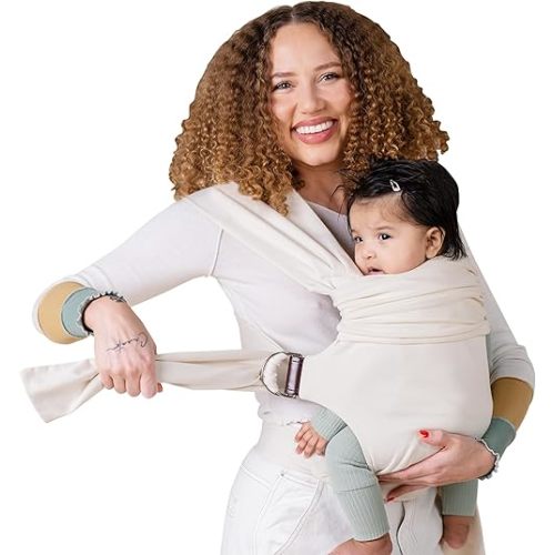 Lalabu The Simple Wrap Baby Wraps Carrier - Stylish Baby Sling Carrier for Newborns & Toddlers 13-28 lbs. Safety Tested, Easy-to-Use, Ergonomic, & Comfortable - Oat