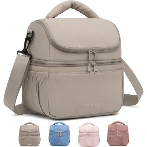 Leadvenst Breastmilk Cooler Bag - Large Capacity 12L & 10-Hour Insulated Bottle Cooler Bag with Detachable Divider for Tall Baby Bottles | Dual Deck Lunch Box for Women | Breast Pump Bags for Work