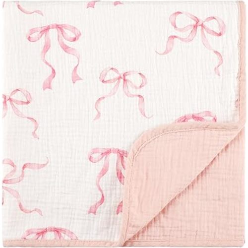 Muslin Baby Blanket for Girls, Soft Breathable Swaddle Blankets