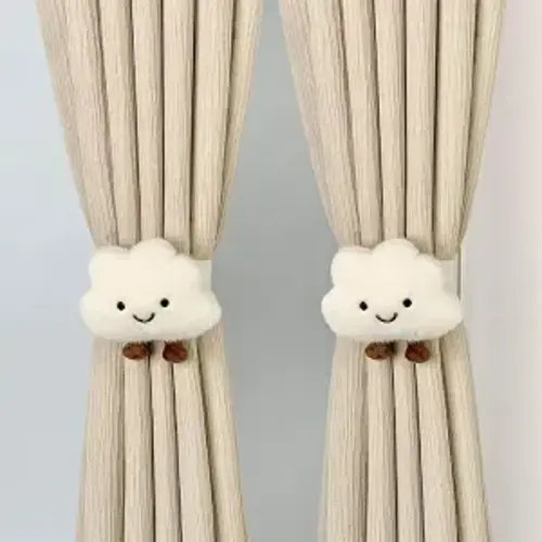 Hygge Living 2PACK Snap-Fit Cartoon Cloud Curtain Tiebacks Hook Holdbacks Cute Curtain Holdbacks Rope for Baby Kid Girls Living Room Bedroom Nursery Decor Home Office Decorative (Cloud)