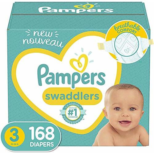 Baby Diapers Size 3, 168 Count - Pampers Swaddlers, ONE MONTH SUPPLY (Packaging and Prints on Diapers May Vary)