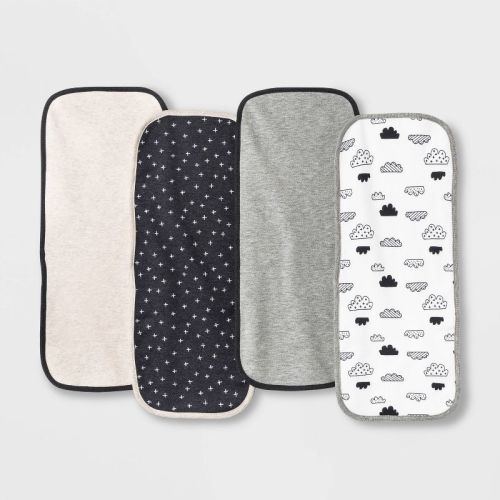Baby 4pk Burp Cloth - Cloud Island™ Black/White