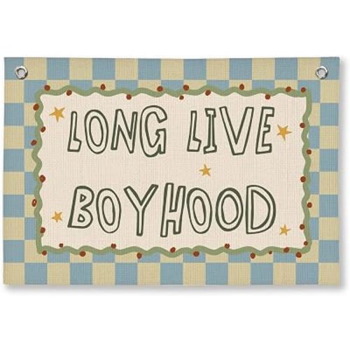 Toddler Boy Bedroom Long Live Boyhood Banner Wall Art Decor