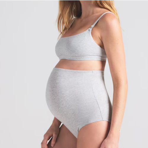 COTTON JERSEY MATERNITY HIGH-WAISTED BRIEF | LIGHT HEATHER GREY