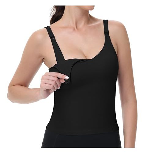 V VOCNI Nursing Tank Tops for Breastfeeding Workout Crop Top Longline Nursing Sport Bra Maternity Bras for Pregnancy