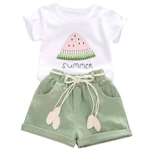 YOUNGER TREE Baby Girl Summer Short Set Female Cute T-Shirt Shorts 2pcs Clothes Outfits