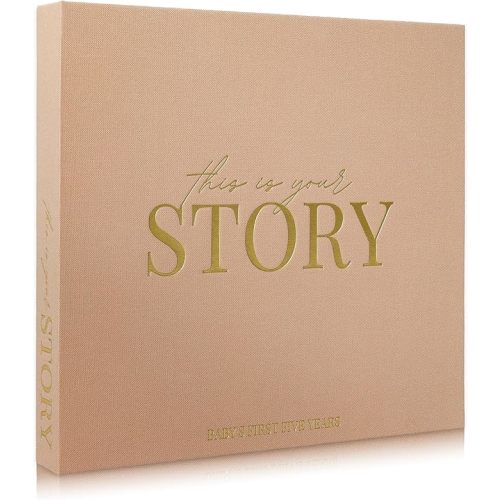 Baby Memory Book & Baby Keepsake Book to Record Baby's Milestones and Photos for Newborn Girl or Newborn Boy, Gender Neutral, Scrapbook Album, First 5 Year Journal Includes Stickers & Keepsake Box