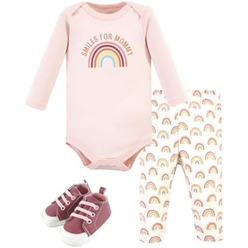 Hudson Baby Unisex Baby Cotton Bodysuit, Pant and Shoe Set