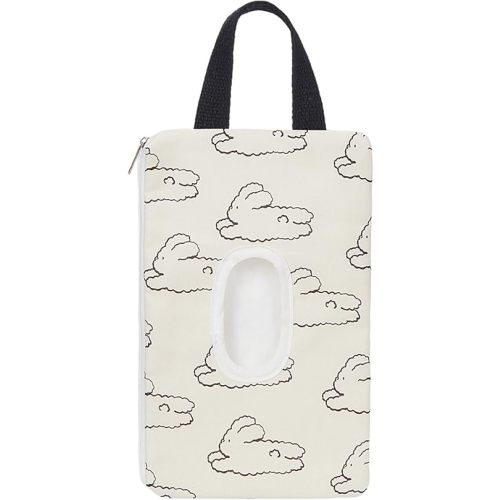 Quilted Baby Wipe Holder Floral Diaper Pouch Portable Quilted Wipes Bag for Car, Stroller (Rabbit)