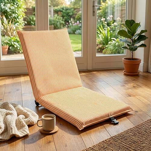 Karenhi Folding Floor Chair with Back Support Adjustable Floor Chair Portable Ground Seating for Adults Padded Sleeper Bed Couch Recliner Gaming Meditation Living Room