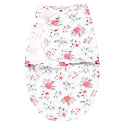 Hudson Baby Infant Girl Plush Faux Fur Swaddle Wrap, Vintage Floral, 0-3 Months
