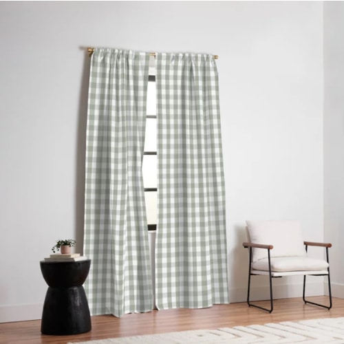 Desert Sage Grey Green and White Gingham Check Blackout Curtain by PodArtist | Society6