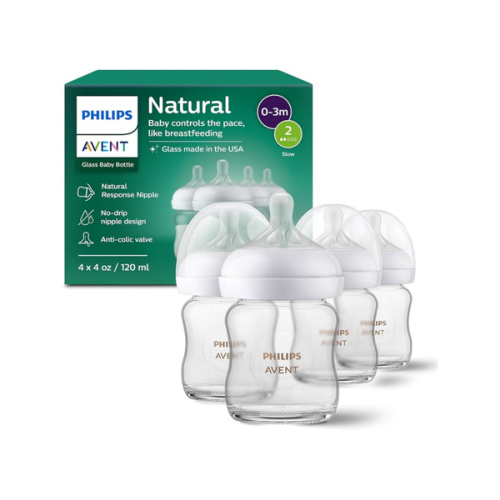 Philips Avent Glass Natural Baby Bottle - 4oz, 4pk