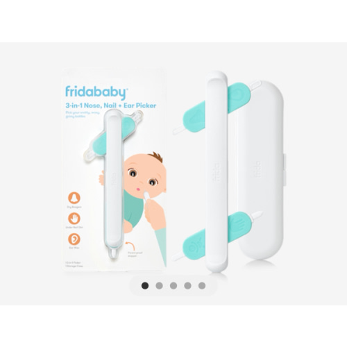 Frida Baby 3-in-1 Nose, Nail + Ear Wax Removal Tool, Baby Ear Cleaner + Baby Nose Cleaner and Nail Tool for Babies + Toddlers, Safely Clean Baby's Boogers