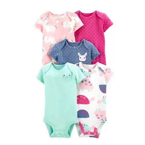 Summer New Baby Short Sleeve Bodysuits Layette 5PCS Sets Cartoon Printed Onesie Leisure Dailywear 12-18 month