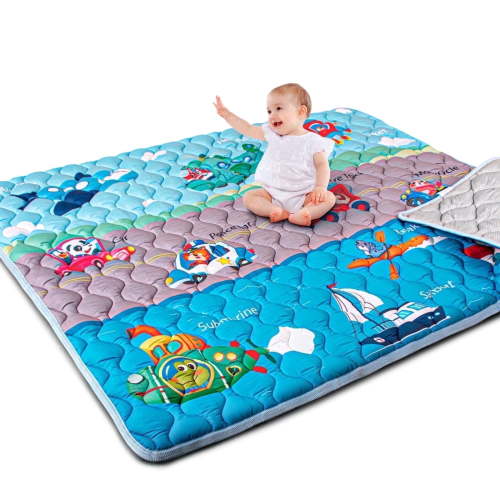 Beavtaens Baby Play Mat for Floor, Fits 71x59 Playpen, Non-Slip, Soft for Infants, 0-4 Years (Vehicles)