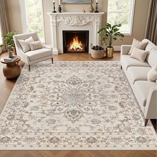 5x5 Area Rugs Living Room: Washable Rug for Bedroom Deep Green