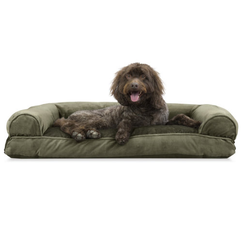 FurHaven Faux Fur & Velvet Pillow Sofa Pet Bed & Reviews | Birch Lane
