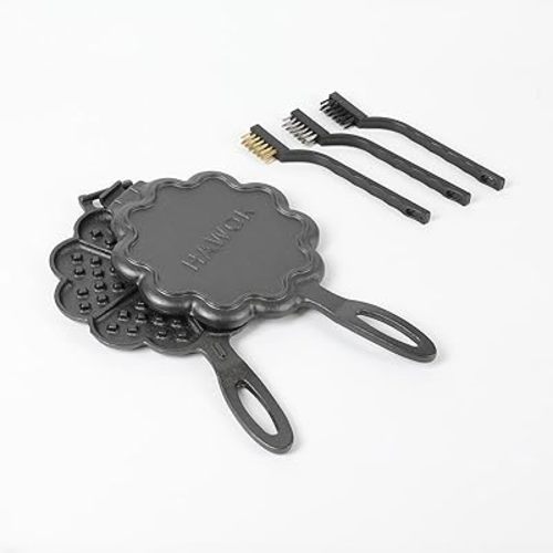 HAWOK Cast Iron Heart Shaped Waffle Iron, Waffle Maker