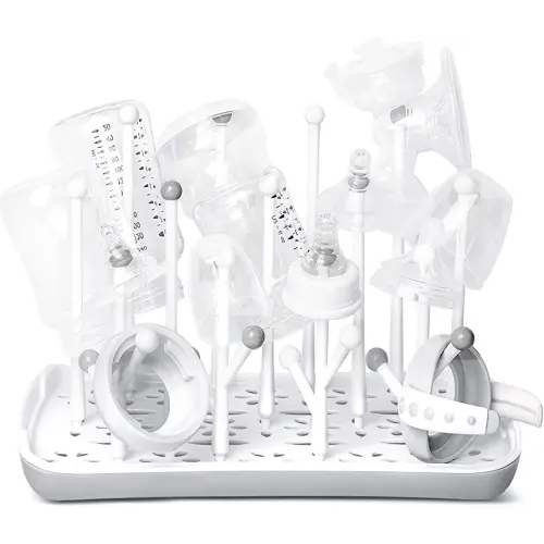 Baby Bottle Drying Rack with Tray, Termichy High Capacity Bottle Dryer Holder for Bottles, Teats, Cups, Pump Parts and Accessories, Gray