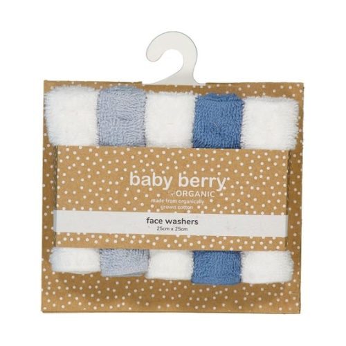 Medium Blue Baby 5 Pack Face Washer Set | Best&Less™ Online