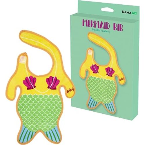 GAMAGO Mermaid Baby Bib - Adorably Funny Bib for Feeding, Drooling and Teething - Cute Terry Cloth Cover for Newborn Baby Boys, Girls, and Toddlers - 6+ Months Old - Machine Washable - Unisex