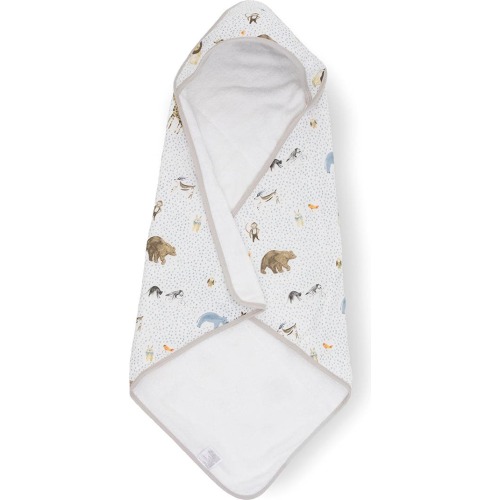 little unicorn Cotton Muslin & Terry Hooded Infant Towel, Party Animals