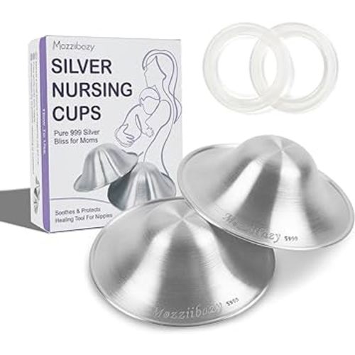 Original Silver Nursing Cups, 999 Silver Nipple Covers Breastfeeding Nipple Shields for Breastfeeding Newborn (Regular Size)