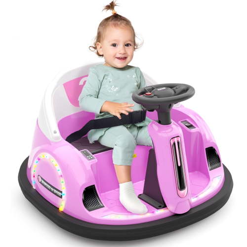 XJD 12V Bumper Car for Kids Toddler 1.5-6 Years with Remote Control Bluetooth Music 3 Speeds DIY License Plate Electric Ride on Toys