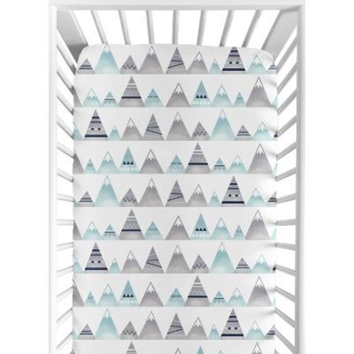 Sweet Jojo Designs Gender Neutral Unisex Baby Fitted Crib Sheet Mountains Blue and Grey