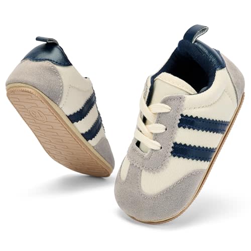 BACSAC Baby Shoes for Boys Girls Non Slip Low Top Infant Walking Shoes Breathable Comfort Toddler Walker Shoes Pull On Newborn Baby Sneakers 3 6 9 12 Months