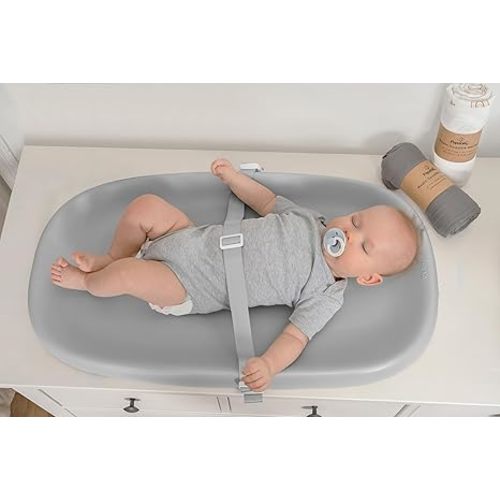 Papablic Wipeable Baby Changing Pad with Removable Safety Strap, Easy to Clean & Non-Slip Waterproof, Changing Pad for Dresser,Bed