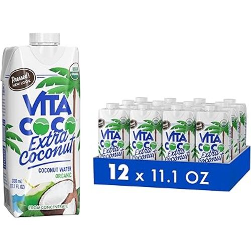 Vita Coco Organic Coconut Water, Extra Coconut | More "Coconutty Flavor" | Hydrating Electrolytes | Vital Nutrients | 11.1 Fl Oz (Pack of 12)