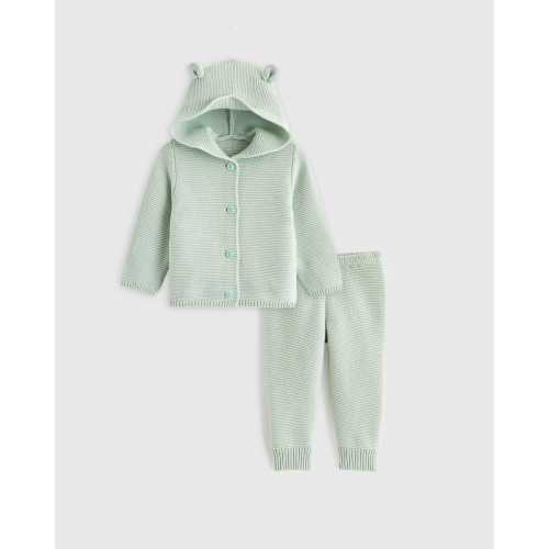 100% Organic Cotton Sweater Set in Pale Aqua