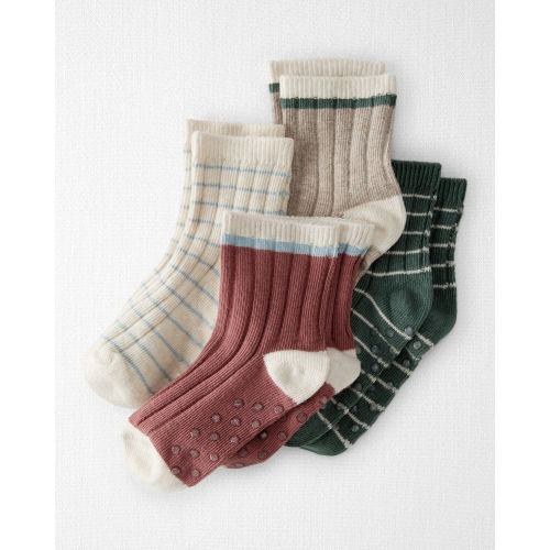 Toddler 4-Pack No-Slip Socks Made with Organic Cotton
