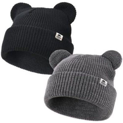 FURTALK Toddler Beanie Baby Boys Girls Winter Hat with Bear Ear for Kids Soft Knitted Hats