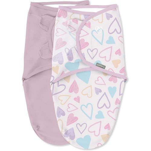 SwaddleMe by Ingenuity Original Swaddle, 100% Cotton, Improves Sleep & Calms Startle Reflex, 0-3 Months, 1.0 TOG, 2-Pack, Baby Swaddle Blanket - I Heart You