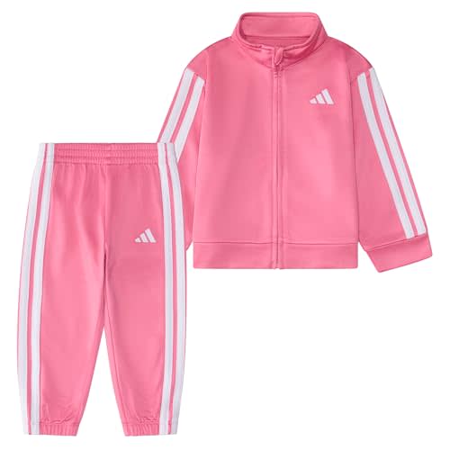 adidas Baby Girl's Zip Front Classic Tricot Jacket and Joggers Set