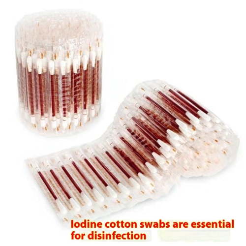 100 Pack Disposable Iodine Swabs Sterile Cotton Swabs for Wound Cleaning First Aid Kit Essential Medical Disinfection Sticks for Home Travel Camping Emergency