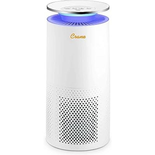 Crane Air Purifier with True HEPA Filter, 500 Sq Feet Coverage, Timer Function, Sleep Mode, Built in Air Quality Monitor, EE-5069