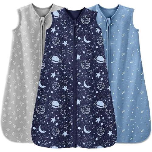 Unnivoll Baby Sleep Sack 6-12 Months 3 Pack 100% Cotton Lightweight 0.5 TOG Wearable Blanket Baby Sleep Bag with 2-Way Zipper for Newborn Infant Blue - Walmart.ca