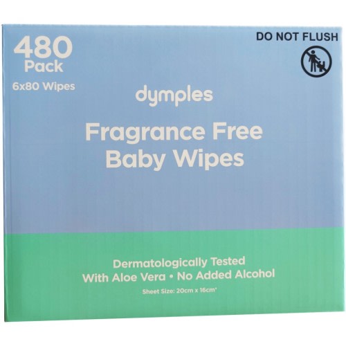 Dymples Thick & Soft Baby Wipes 480 Pack - Fragrance Free