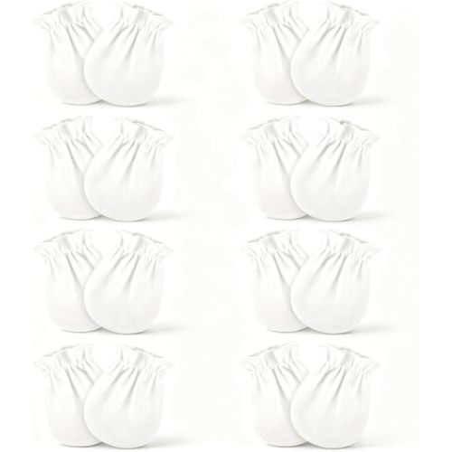 8 Pairs Baby Mittens Newborn No Scratch, Cotton Infant Gloves 0-6 Months