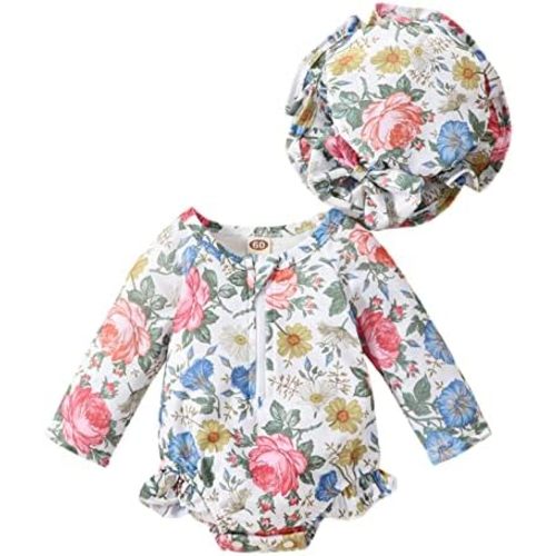 Baby Girls Swimsuit Long Sleeve Zipper Bathing Suit One Piece Swimwear with Hat