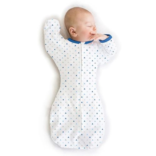 SwaddleDesigns Transitional Swaddle Sack, Arms Up Half-Length Sleeves & Mitten Cuffs, Swaddle for Newborn Transition to Baby Sleep Sack Wearable Blanket, 3-6 mo, 14-21 lb, Watercolor Mountains & Trees